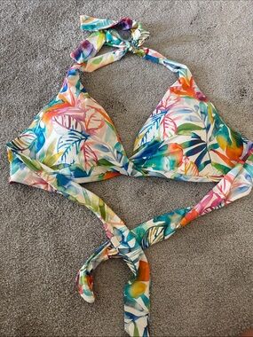 Lauren Ralph Lauren Teal, Green & White Floral Swim Top